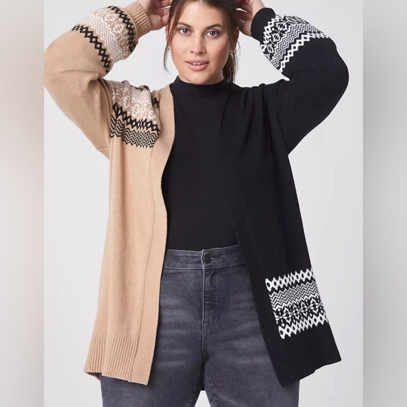 Lane Bryant Classic Open-Front Fair Isle sweater Overpiece 22/24 - Picture 3 of 6